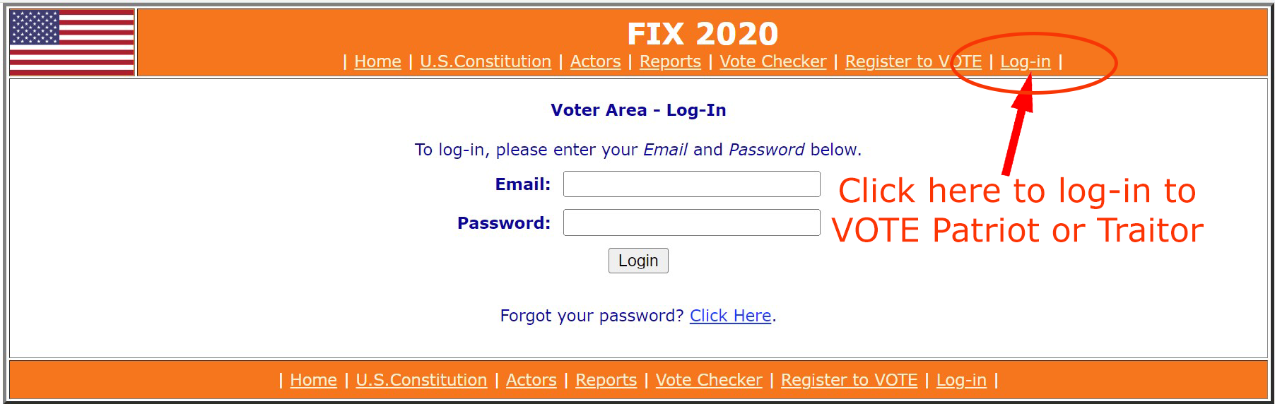 Voter login screen screenshot